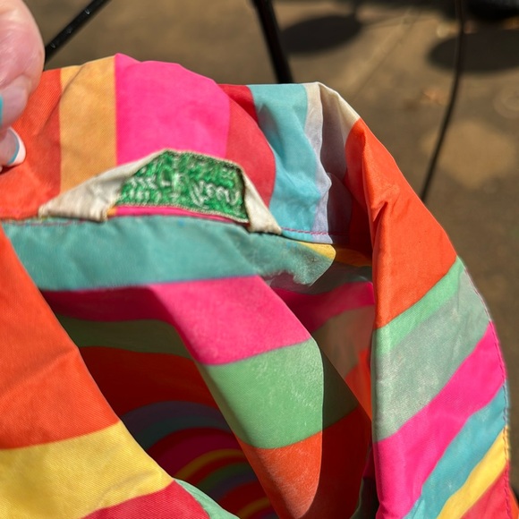 Vintage Aquasheen Aqua Sheen Striped Raincoat Rain Coat XS To Die For USA Made - Picture 3 of 11